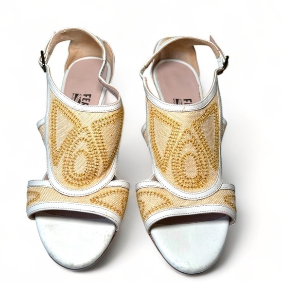 Salvatore Ferragamo Canvas & Leather Platform Sandals | Italy | Size 7 - Picture 4 of 14